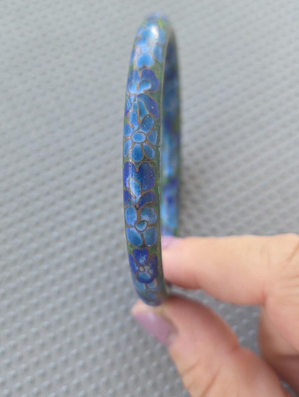 Blue Floral Enamel Bangle Bracelet